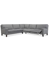 Closeout! Sandrew -Pc. Fabric Sectional with 2 Power Foot Rests
