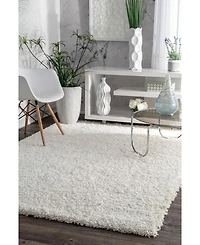 nuLoom Easy Shag Marleen Plush White 5'3" x 7'6" Area Rug