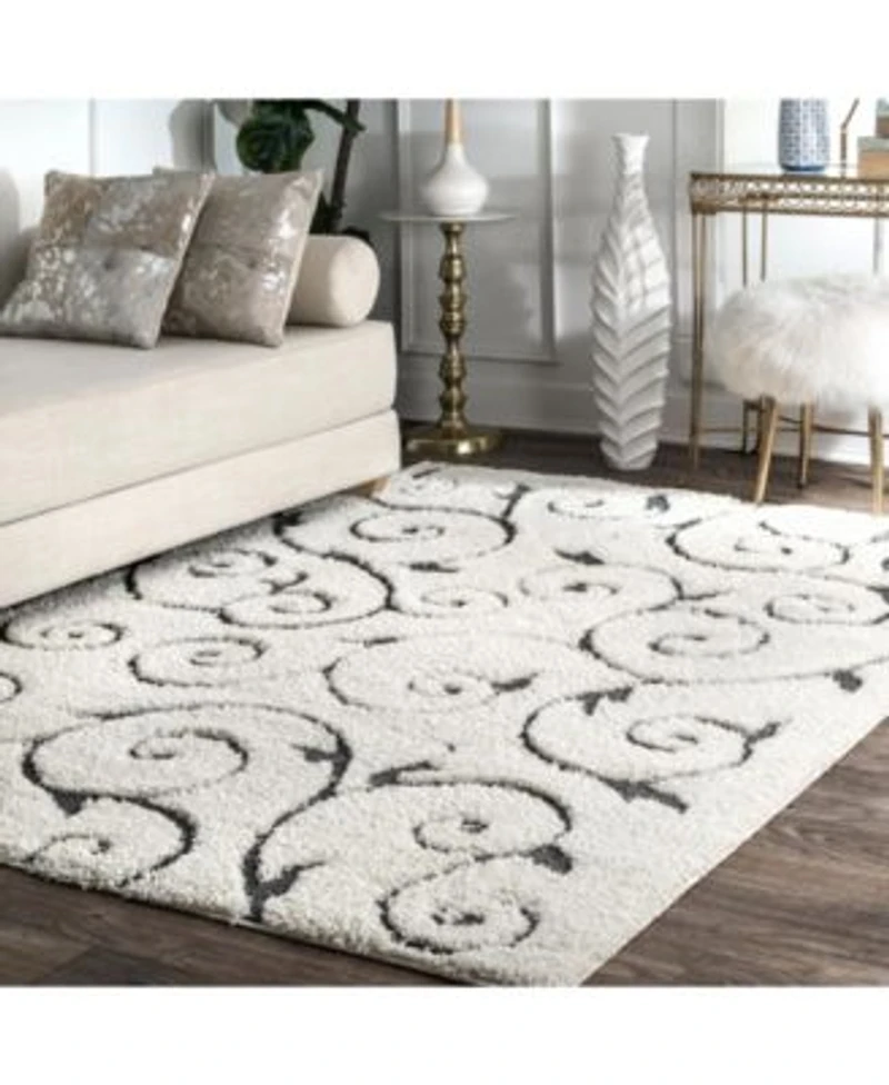 Nuloom Pattern Shag Vine Swirls Maisha Area Rug Collection
