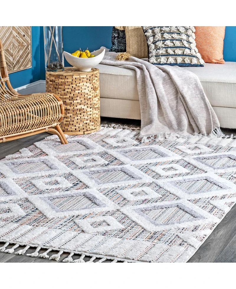 nuLoom Lorden Theola Geometric High-Low Pink 5'3" x 7'7" Area Rug
