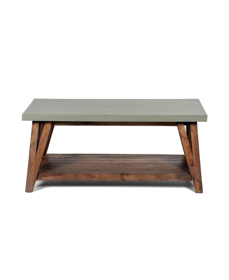 Alaterre Furniture Brookside Cement-Top Wood Entryway Coat Hook and Bench