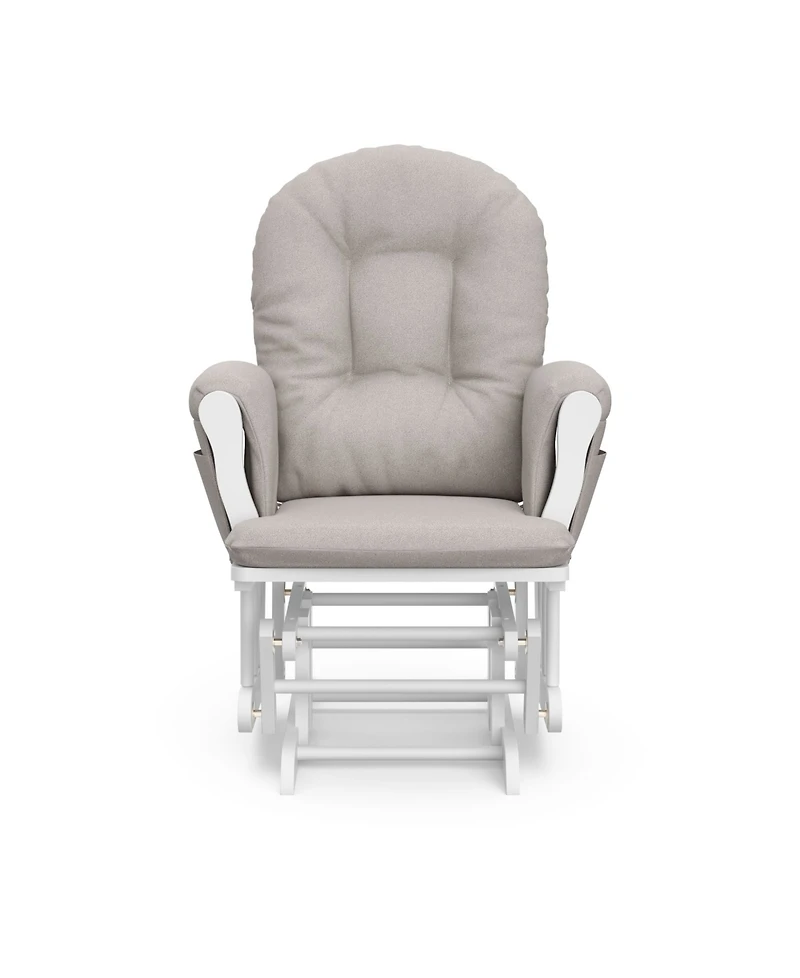 Storkcraft Hoop Glider and Ottoman - White with Pink