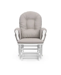 Storkcraft Hoop Glider and Ottoman - White with Pink