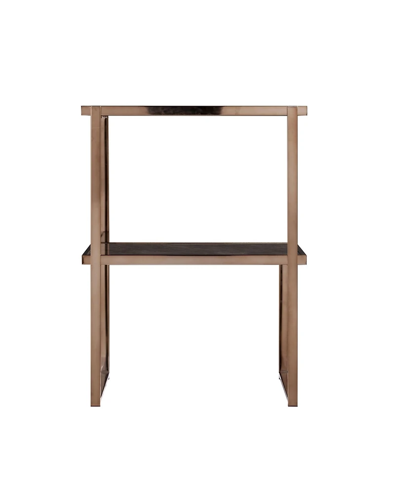Southern Enterprises Hayle Mirrored Side Table with Faux Stone Glass