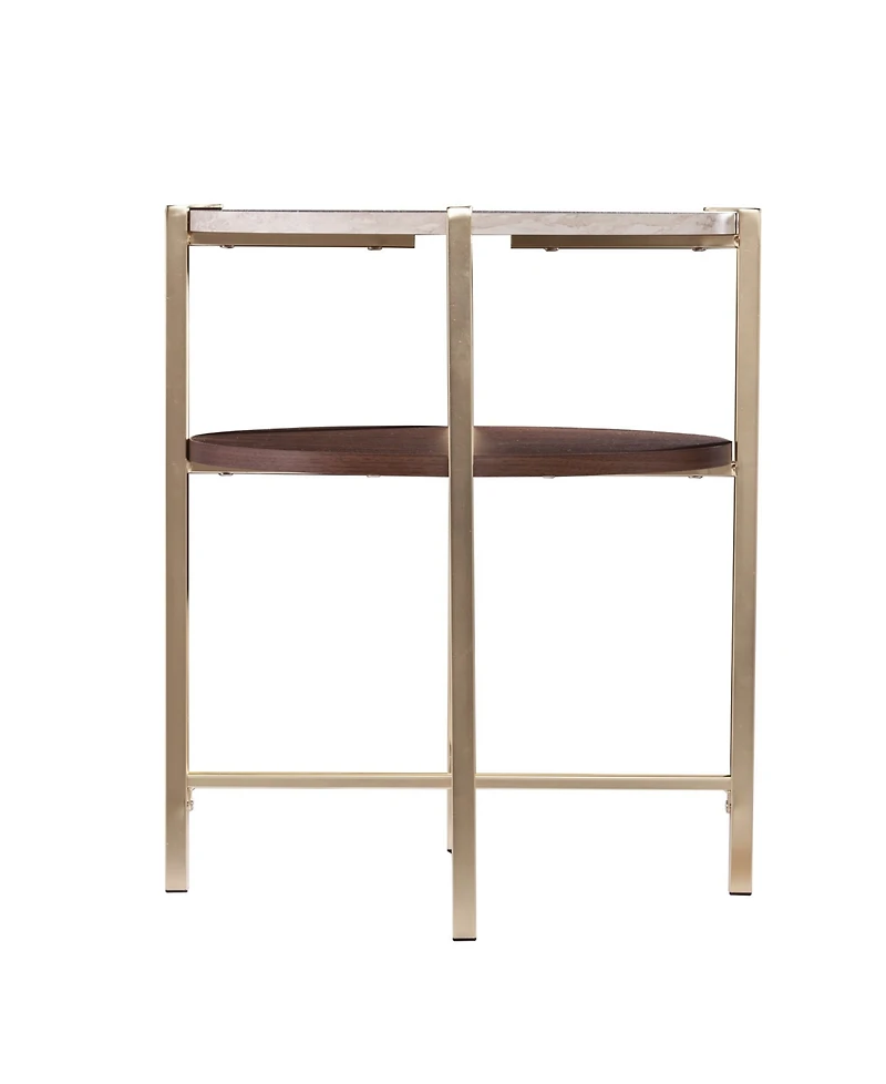 Southern Enterprises Valera Round End Table with Faux Marble Top