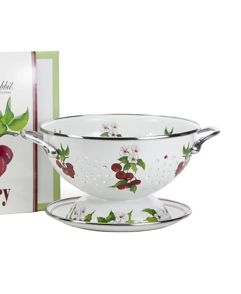 Golden Rabbit Cherry Enamelware 2-Piece Giftboxed Colander