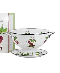 Golden Rabbit Cherry Enamelware 2-Piece Giftboxed Colander