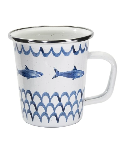 Golden Rabbit Fish Camp Enamelware Latte Mugs, Set of 4