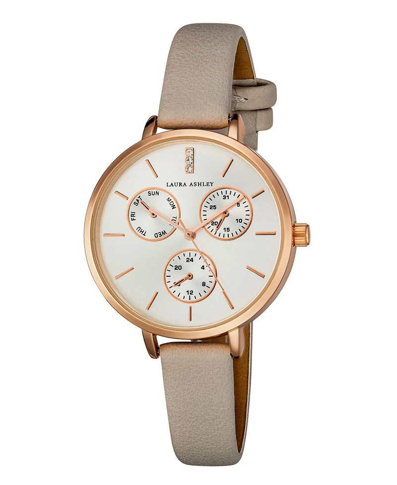 Laura Ashley Women's Chrono Dial Gray Polyurethane Strap Watch 36mm