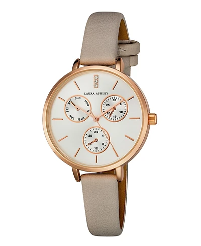Laura Ashley Women's Chrono Dial Gray Polyurethane Strap Watch 36mm