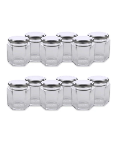 Design Imports Set of 12 Hexagon Jars with Lids