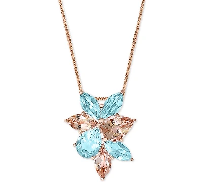 Lali Jewels Aquamarine (2-5/8 ct. t.w.) & Morganite (2-1/4 ct. t.w) 18" Pendant Necklace in 14k Rose Gold