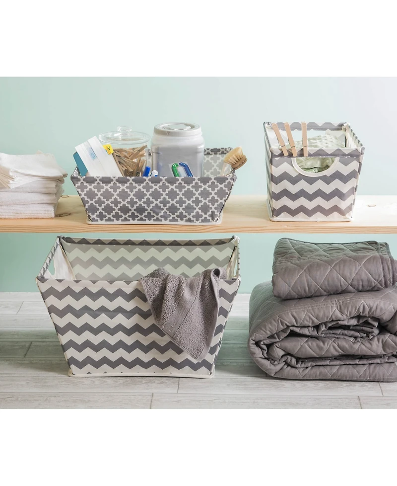 Design Imports Polyester Bin Chevron Trapezoid Large