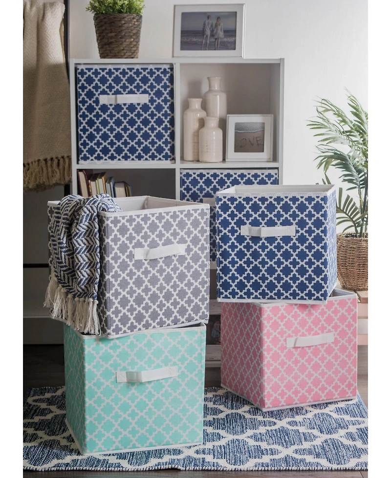 Design Imports Non-woven Polyester Cube Lattice Square Set of 4