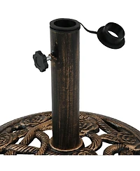 Rose Blossom 16-Inch Diameter Cast Iron Patio Umbrella Base Stand - Green