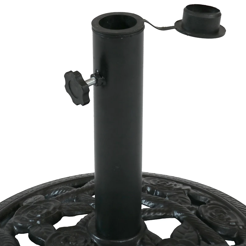 Rose Blossom 16-Inch Diameter Cast Iron Patio Umbrella Base Stand - Green