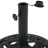 Rose Blossom 16-Inch Diameter Cast Iron Patio Umbrella Base Stand - Green