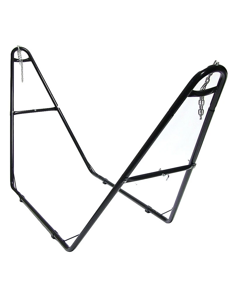 Cotton Double Wide Rope Hammock with Spreader Bars and Multi-Use Steel Stand - 450 Pound Capacity - Natural