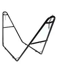 Cotton Double Wide Rope Hammock with Spreader Bars and Multi-Use Steel Stand - 450 Pound Capacity - Natural