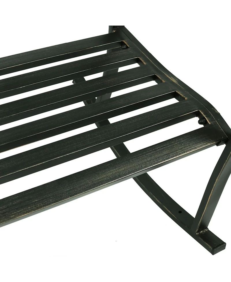 Traditional Fleur-de-Lis Design Cast Iron and Steel Outdoor Rocking Chair