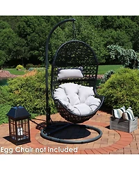 Durable Indoor/Outdoor Powder-Coated Steel Egg Chair Stand with Extra-Wide Round Base - 76" H - Black