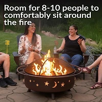Outdoor Camping or Backyard Steel Round Cosmic Fire Pit with Spark Screen and Log Poker - 41.5" - Black