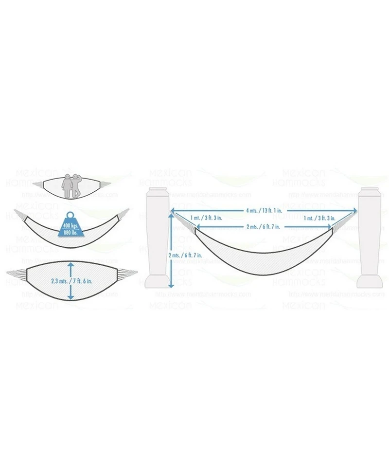 Mayan Family Hammock Handwoven Xxl Thick Cord with Stand - 400 lb Weight Capacity/15' Stand