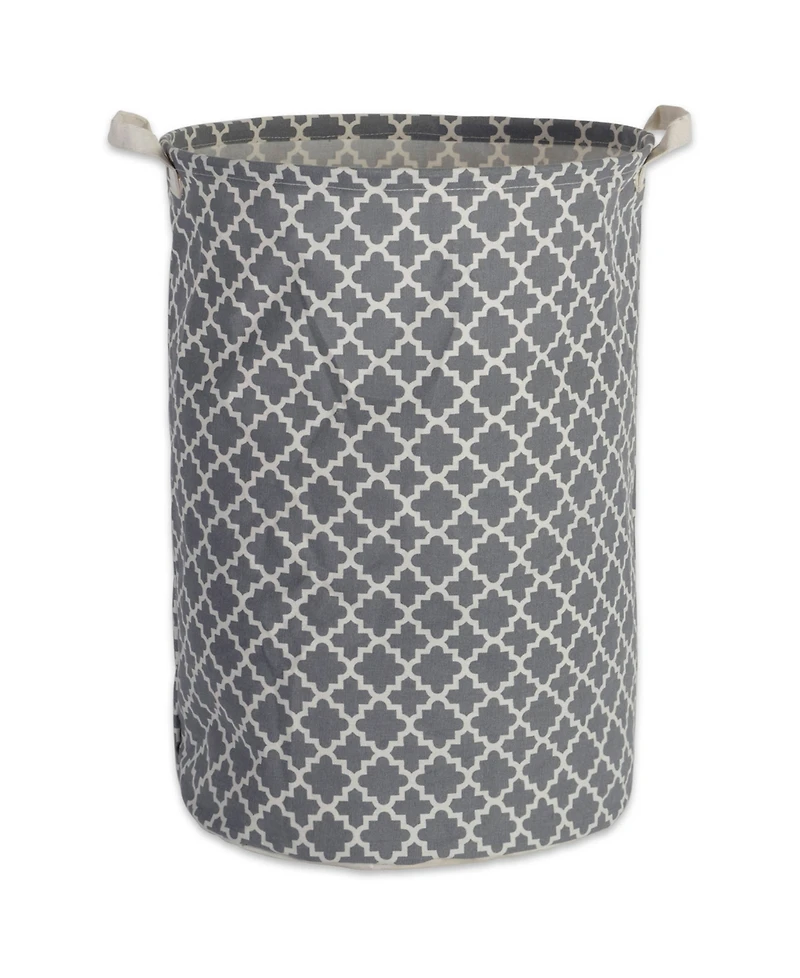 Design Imports Polyethylene Coated Cotton Polyester Laundry Hamper Lattice Round