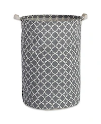 Design Imports Polyethylene Coated Cotton Polyester Laundry Hamper Lattice Round