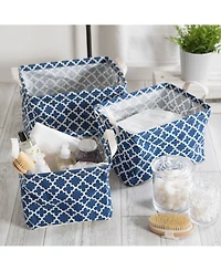 Design Imports Polyethylene Coated Cotton Polyester Laundry Bin Lattice Rectangle Extra Large Set of 2