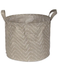 Design Imports Polyethylene Coated Woven Paper Laundry Bin Tribal Chevron Stone Round Small Set of 2