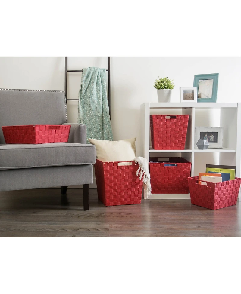 Design Imports Nylon Bin Basketweave Trapezoid Set of 2