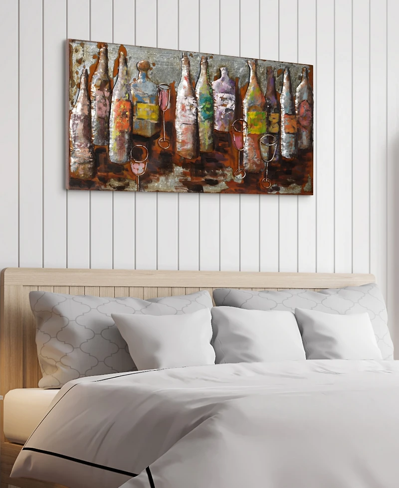 Empire Art Direct 5 O'clock Mixed Media Iron Hand Painted Dimensional Wall Art, 24" x 48" x 2.2"