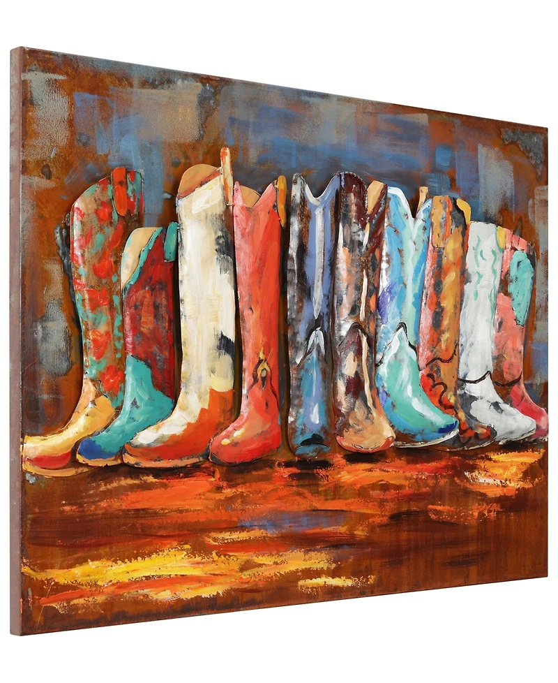 Empire Art Cowboy's Boots Mixed Media Iron Hand Painted Dimensional Wall Art, 30" x 40" x 2.4"