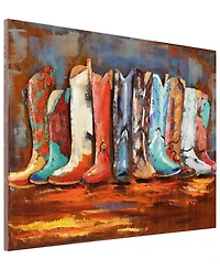 Empire Art Cowboy's Boots Mixed Media Iron Hand Painted Dimensional Wall Art, 30" x 40" x 2.4"