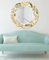 Empire Art Direct Gold Charm Round Beveled Wall Mirror on Free Floating Reverse Printed Tempered Art Glass, 36" x 36" x 0.4"