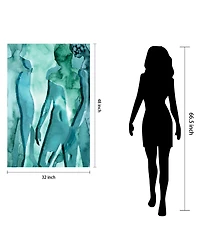 Empire Art Direct Water Women I Ii Frameless Free Floating Tempered Art Glass Wall Art, 48" x 32" x 0.2"