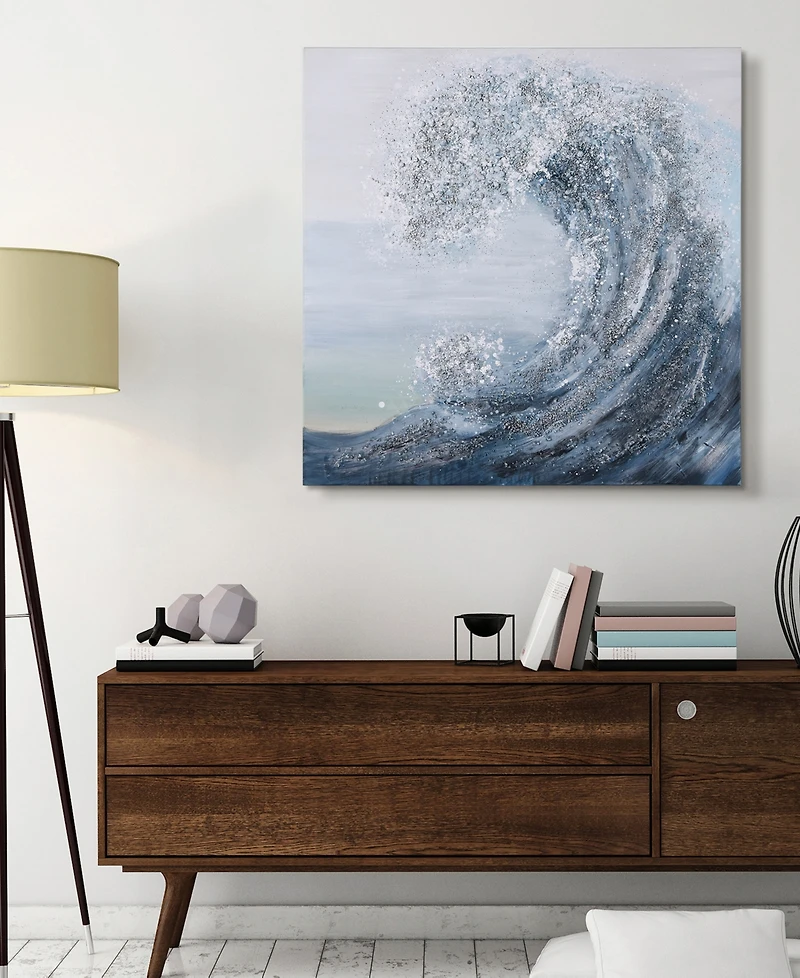 Empire Art Direct Crystal Wave Textured Metallic Hand Painted Wall Art by Martin Edwards, 36" x 36" x 1.5"