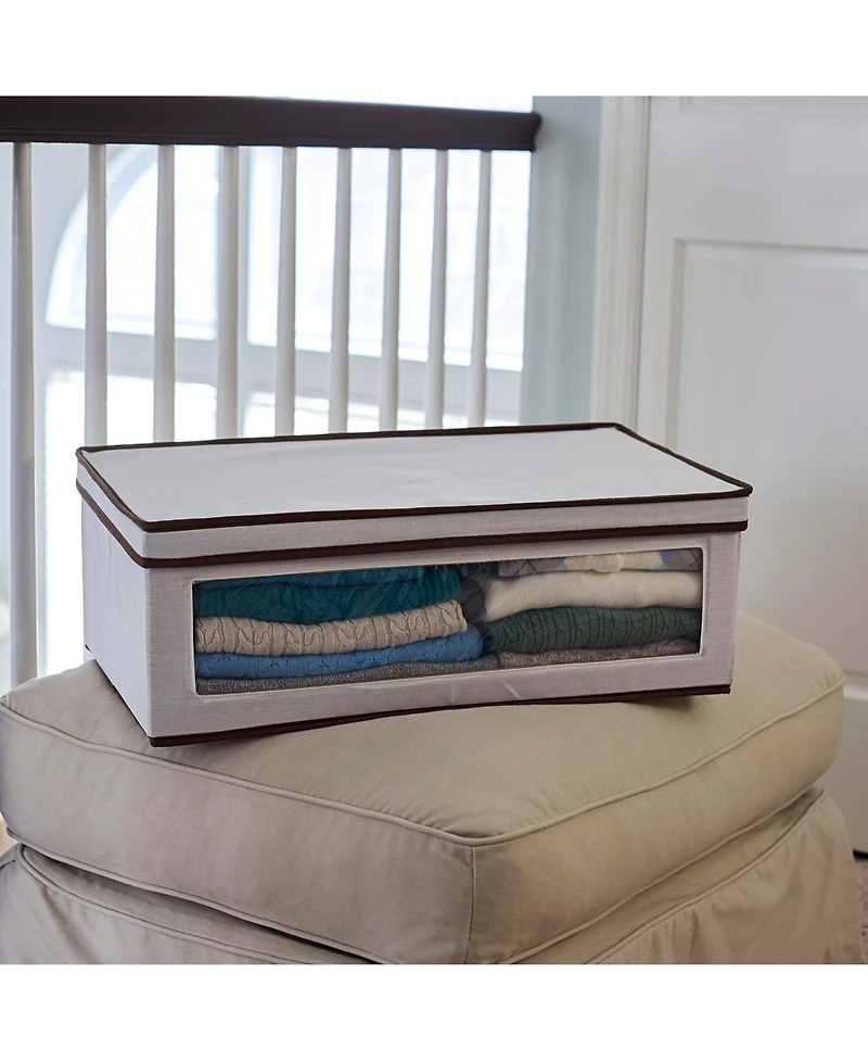 Household Essentials Large Canvas Storage Box, Trim