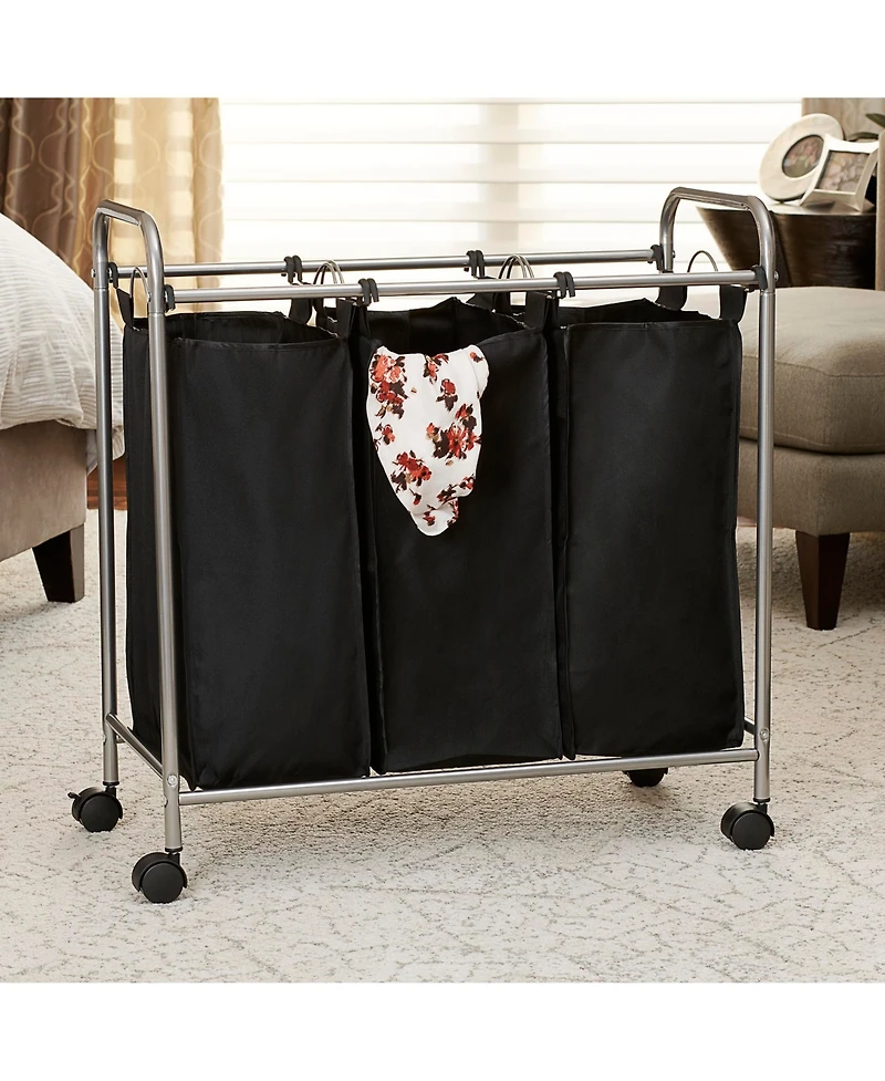 Household Essentials Rolling Triple Laundry Sorter