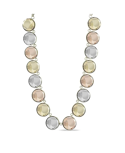 Kensie Gold-Tone, Rose Gold-Tone and Silver-Tone Circle Stone Necklace