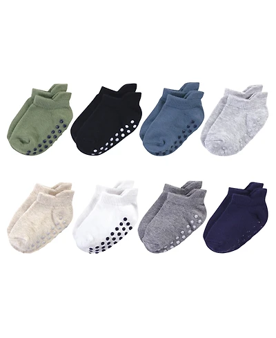 Touched by Nature Baby Boys Organic Cotton Socks with Non-Skid Gripper for Fall Resistance, Solid