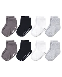 Touched by Nature Baby Boys Organic Kids' Eight-Pair Non Skid Crew Socks