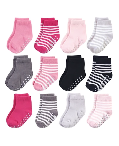 Touched by Nature Baby Girls 12Pk Organic Non Skid Socks