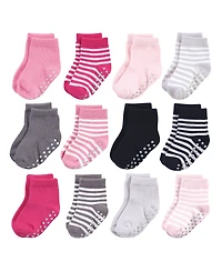 Touched by Nature Baby Girls 12Pk Organic Non Skid Socks