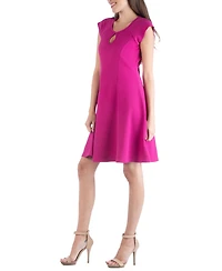 24seven Comfort Apparel Scoop Neck A-Line Dress with Keyhole Detail