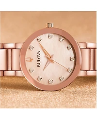 Bulova Women's Futuro Diamond-Accent Rose Gold-Tone Stainless Steel Bracelet Watch 30mm