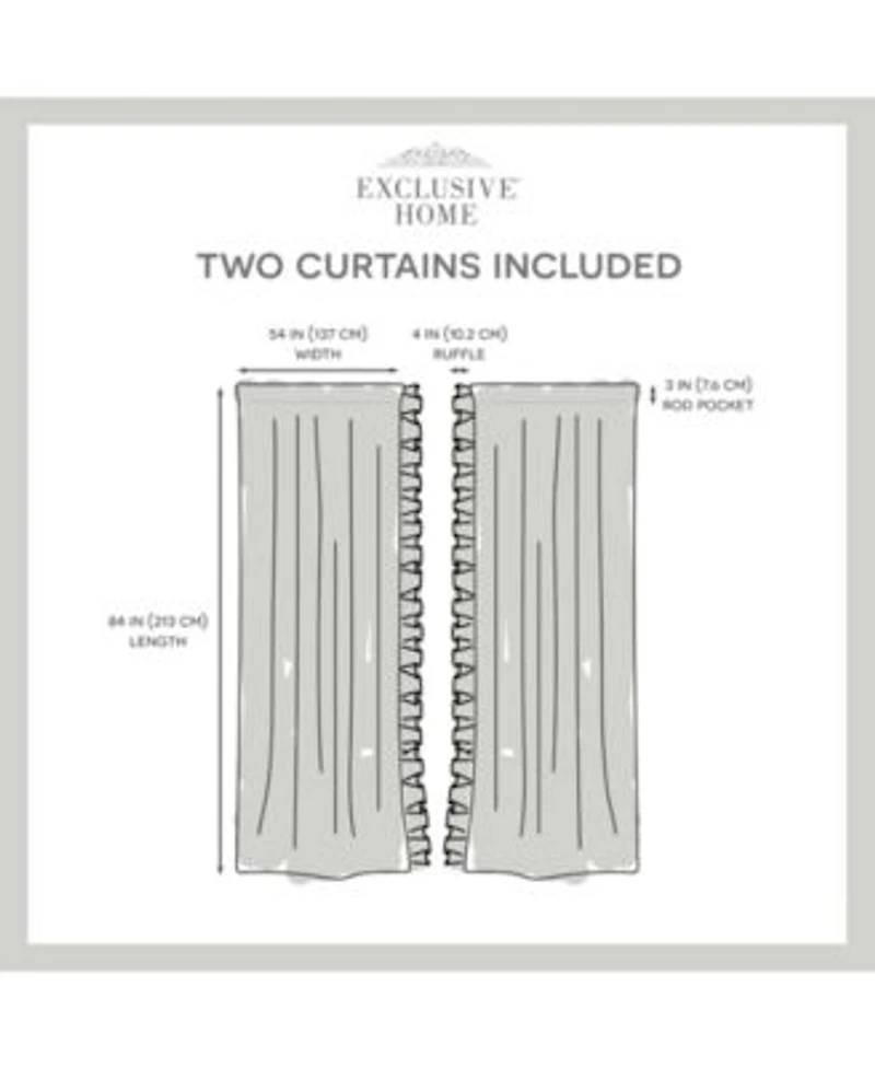Exclusive Home Curtains Jacinta Flippable Side Ruffle Sheer Rod Pocket Curtain Panel Pair Set Of 2
