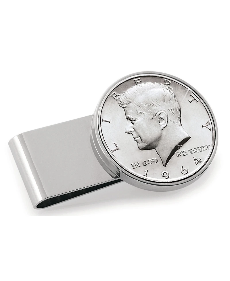 Men's American Coin Treasures Jfk 1964 First Year of Issue Half Dollar Stainless Steel Coin Money Clip