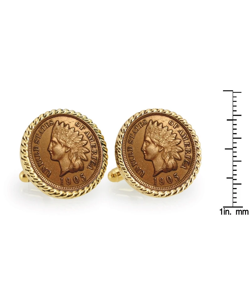 American Coin Treasures Indian Head Penny Rope Bezel Coin Cuff Links